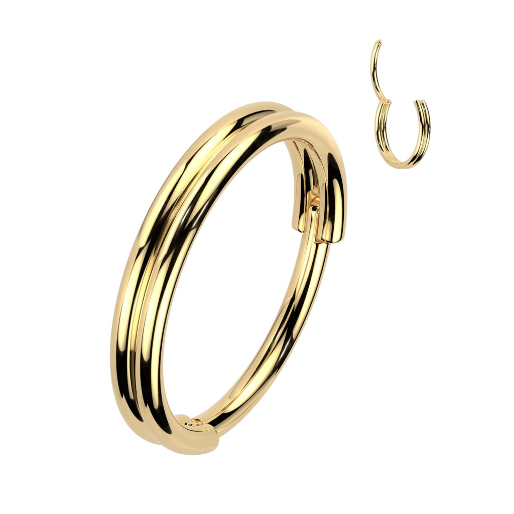 High Quality Precision All 316L Surgical Steel 20ga Hinged Segment Hoop Ring With Double Line - Pic&Mix The Body Jewellery Shop