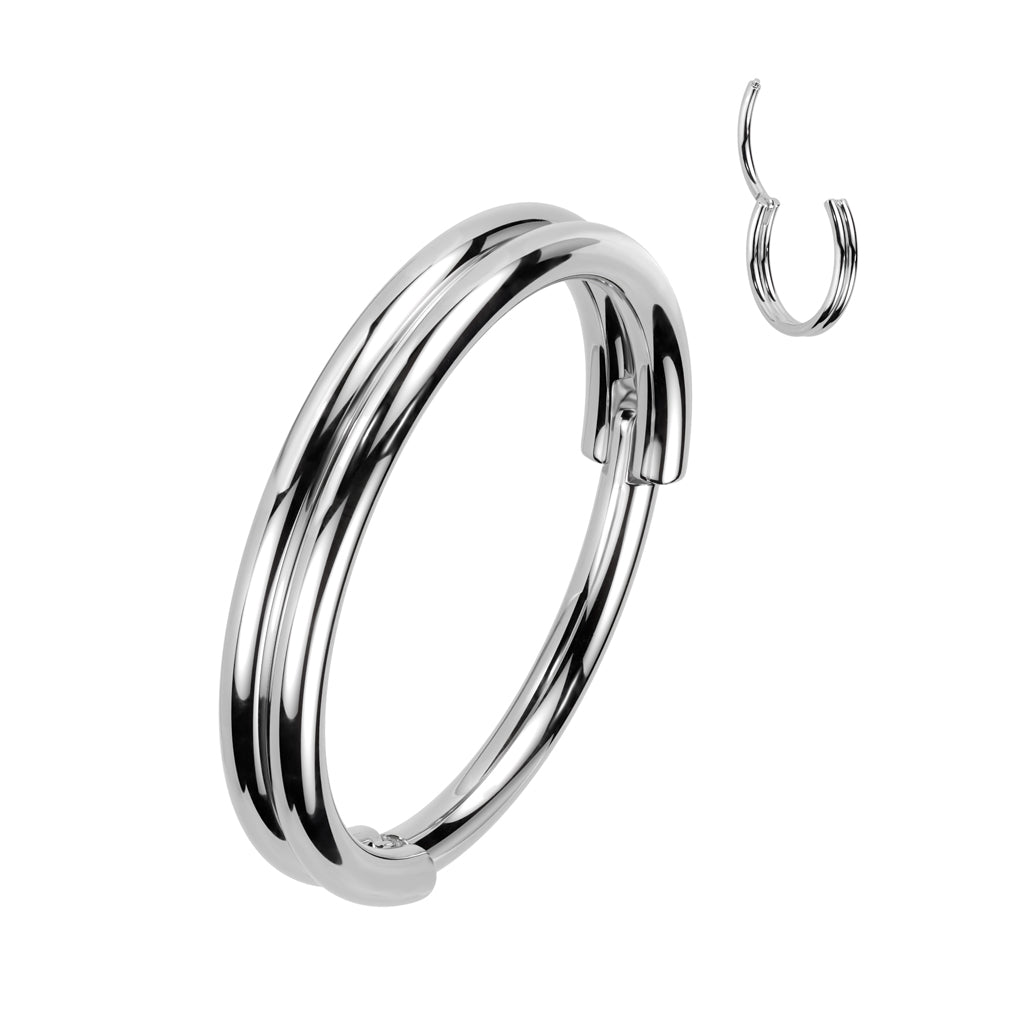 High Quality Precision All 316L Surgical Steel 20ga Hinged Segment Hoop Ring With Double Line - Pic&Mix The Body Jewellery Shop