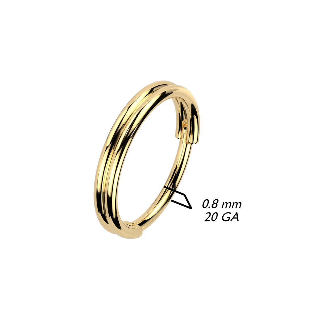 High Quality Precision All 316L Surgical Steel 20ga Hinged Segment Hoop Ring With Double Line - Pic&Mix The Body Jewellery Shop