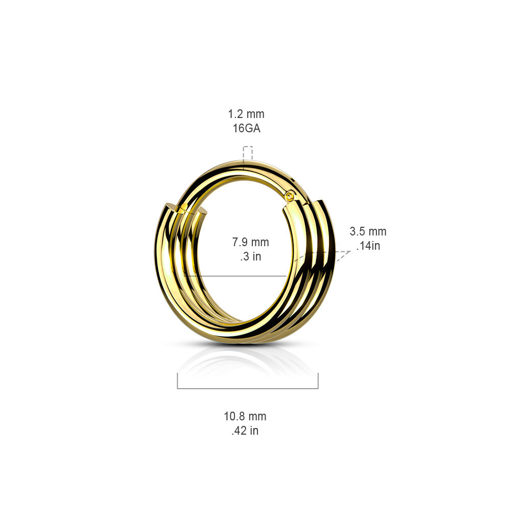316L Surgical Steel 3 Ridge Hinged Segment - Pic&Mix The Body Jewellery Shop