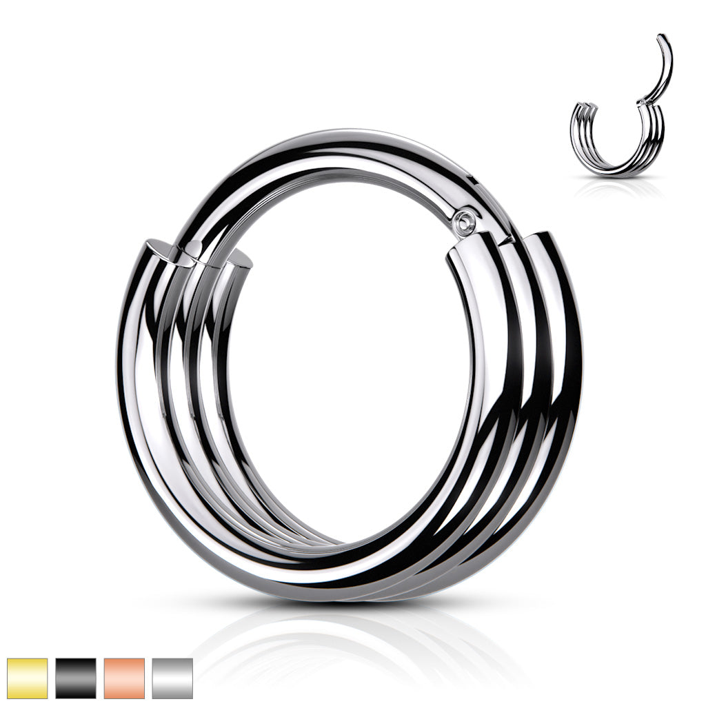 316L Surgical Steel 3 Ridge Hinged Segment - Pic&Mix The Body Jewellery Shop
