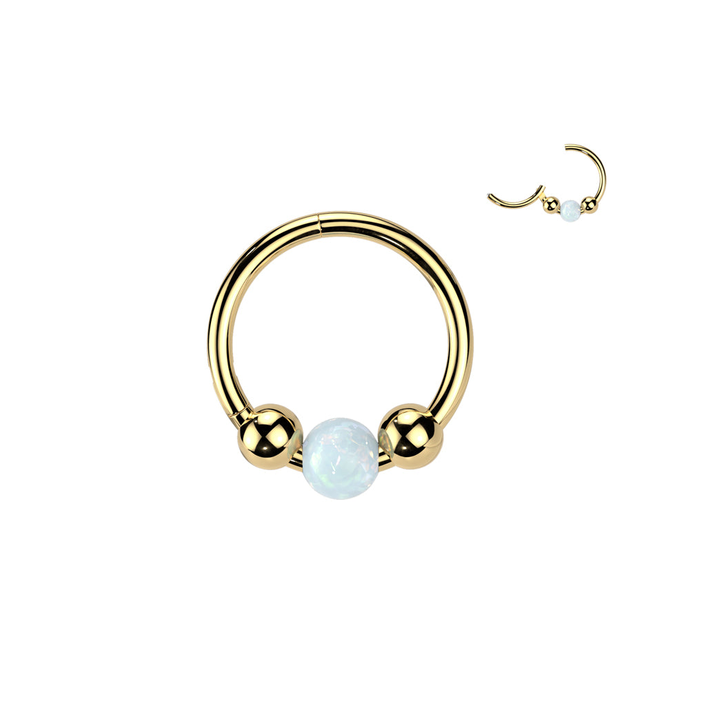Implant Grade Titanium Ring Opal Ball Centered - Pic&Mix The Body Jewellery Shop