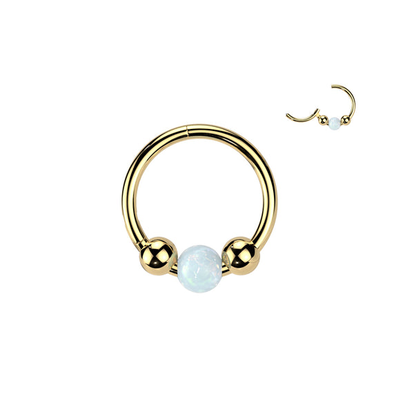 Implant Grade Titanium Ring Opal Ball Centered