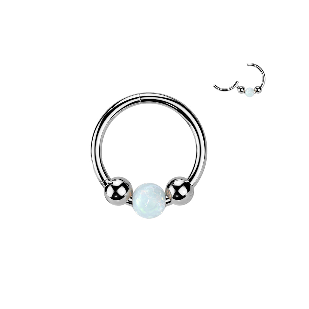 Implant Grade Titanium Ring Opal Ball Centered - Pic&Mix The Body Jewellery Shop