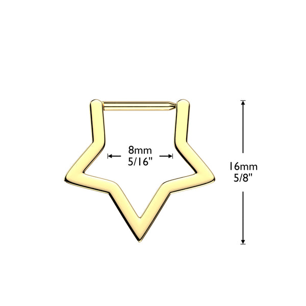 Implant Grade Titanium Hinged Hollow Star Segment Hoop Ring With Straight Bar