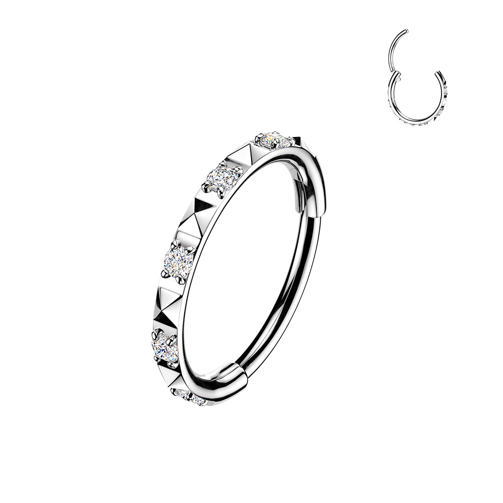 Implant Grade Titanium 20G Hinged Segment Hoop Ring with CZ Stones – Hypoallergenic Piercing Jewellery
