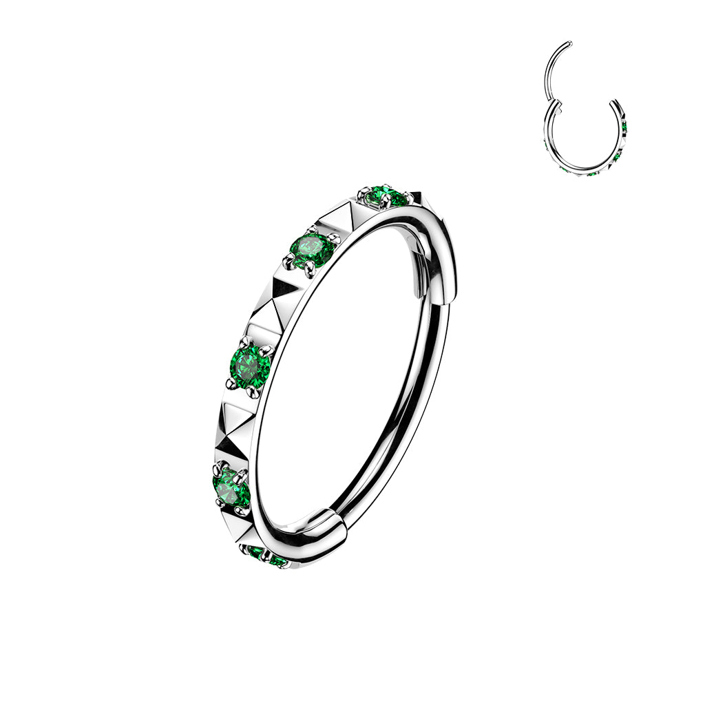 Implant Grade Titanium 20G Hinged Segment Hoop Ring with CZ Stones – Hypoallergenic Piercing Jewellery