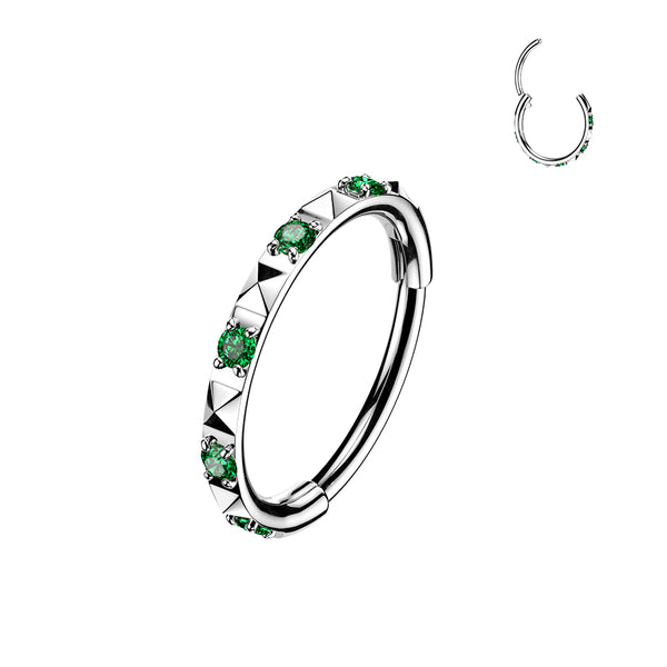 Implant Grade Titanium 20G Hinged Segment Hoop Ring with CZ Stones – Hypoallergenic Piercing Jewellery