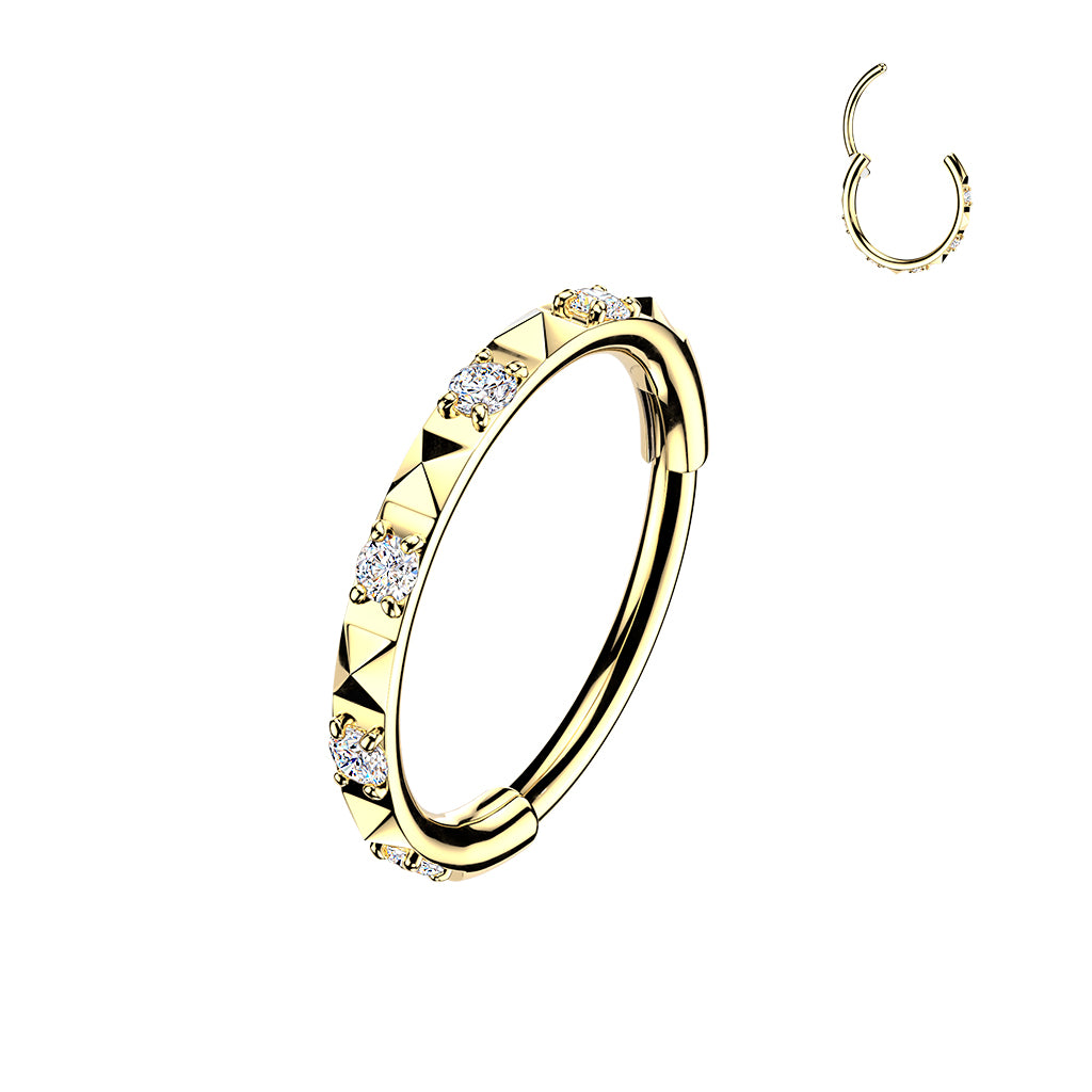 Implant Grade Titanium 20G Hinged Segment Hoop Ring with CZ Stones – Hypoallergenic Piercing Jewellery