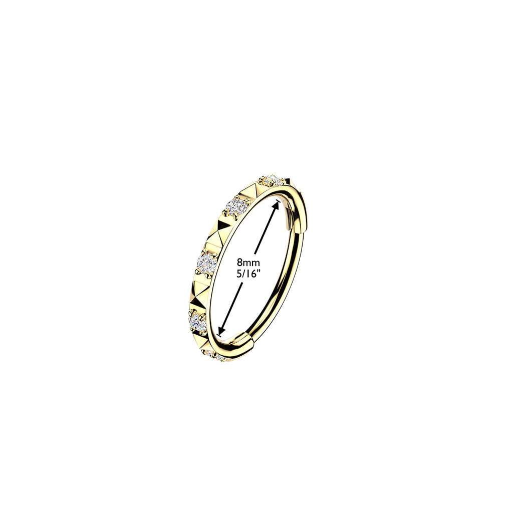 Implant Grade Titanium 20G Hinged Segment Hoop Ring with CZ Stones – Hypoallergenic Piercing Jewellery