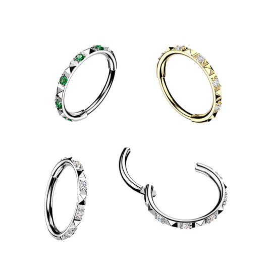 Implant Grade Titanium 20G Hinged Segment Hoop Ring with CZ Stones – Hypoallergenic Piercing Jewellery