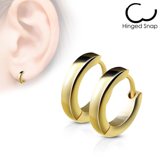 Pair of Small Plain Dome Hoop/Huggie Stainless Steel Earrings
