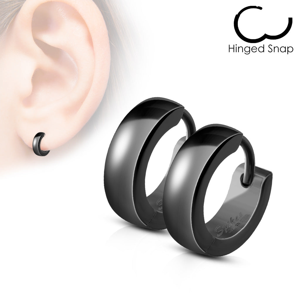 Classic Plain Dome Stainless Steel Huggie Hoop Earrings – Hypoallergenic Piercing Jewellery (Pair) - Pic&Mix The Body Jewellery Shop
