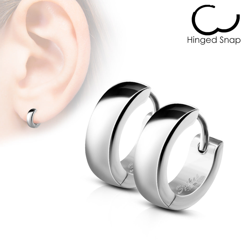 Classic Plain Dome Stainless Steel Huggie Hoop Earrings – Hypoallergenic Piercing Jewellery (Pair) - Pic&Mix The Body Jewellery Shop