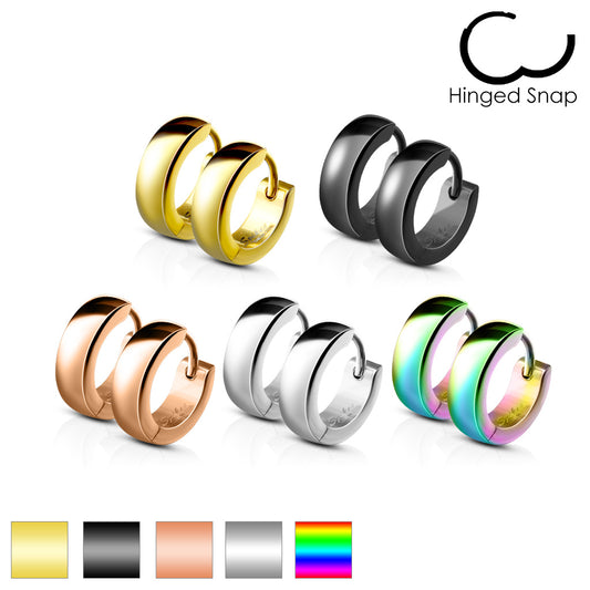 Classic Plain Dome Stainless Steel Huggie Hoop Earrings – Hypoallergenic Piercing Jewellery (Pair) - Pic&Mix The Body Jewellery Shop