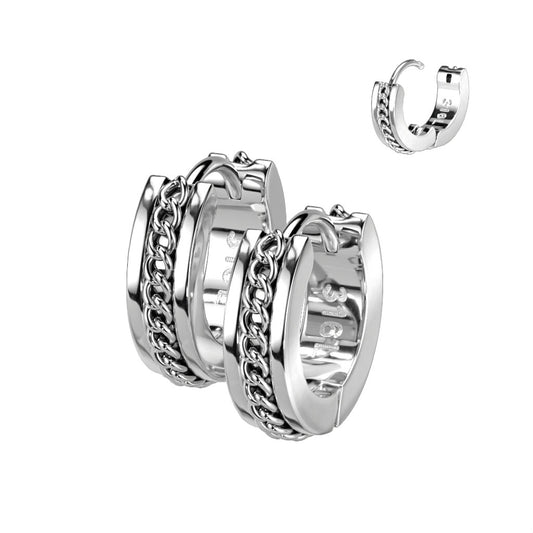 Pair of Chain effect huggie earrings - Pic&Mix The Body Jewellery Shop