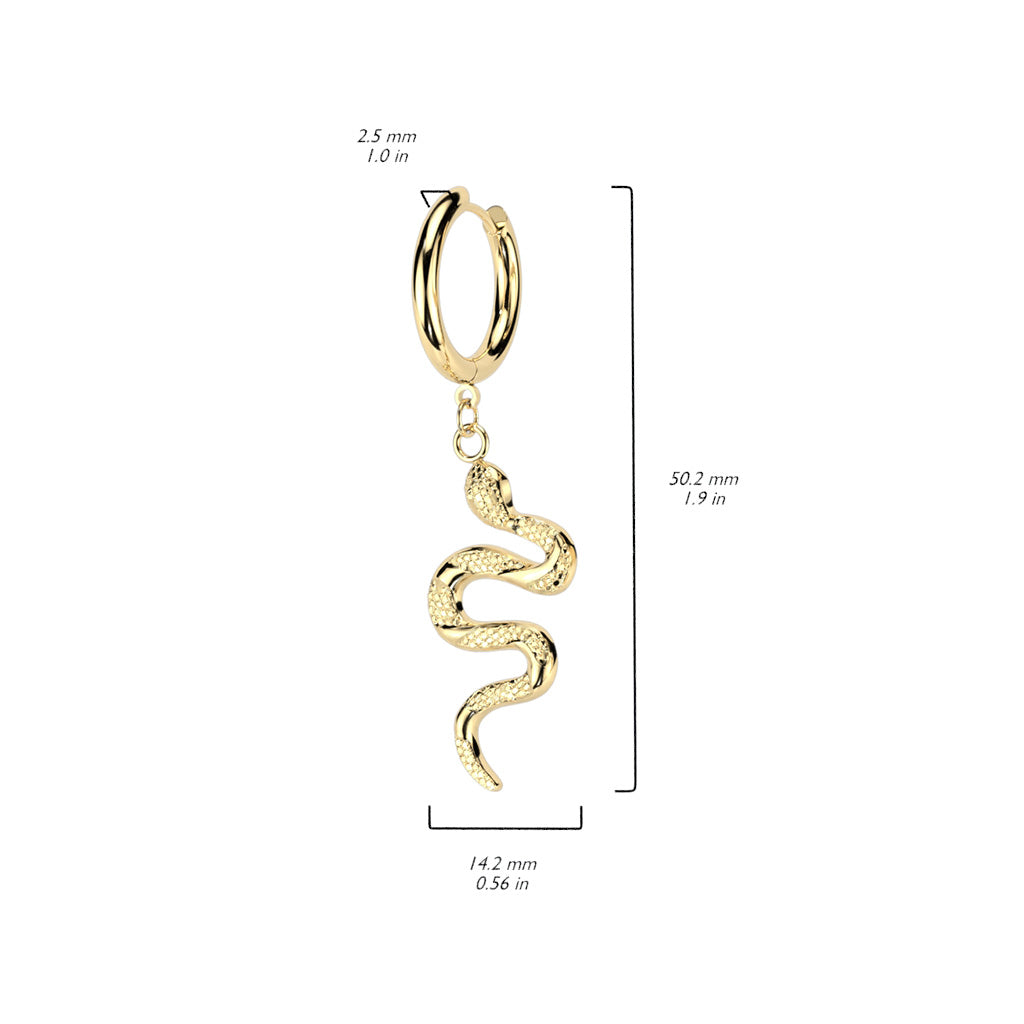 Pair of Snake Dangle 316L Stainless Steel Hoop Earrings