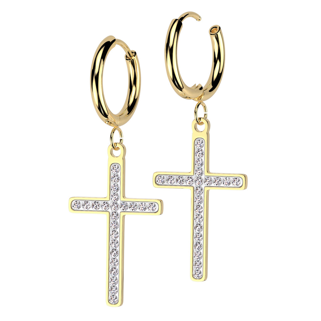 Hanging Cross Hoop earring - Pic&Mix The Body Jewellery Shop