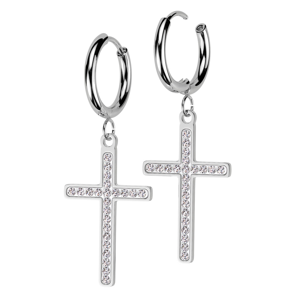 Hanging Cross Hoop earring - Pic&Mix The Body Jewellery Shop