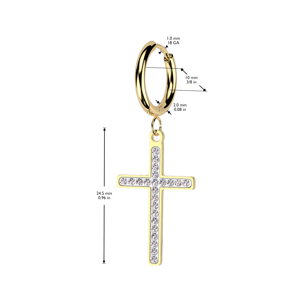 Hanging Cross Hoop earring - Pic&Mix The Body Jewellery Shop