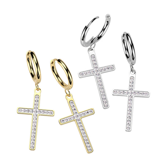 Hanging Cross Hoop earring - Pic&Mix The Body Jewellery Shop