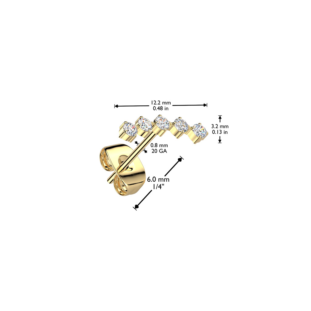 5 Round CZ Curved 316L Stainless Steel Earrings - Pic&Mix The Body Jewellery Shop