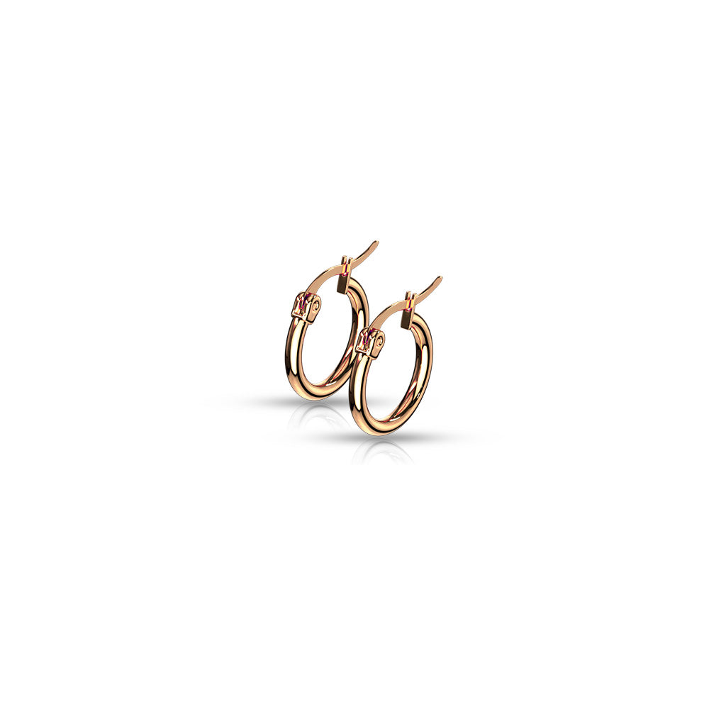 10mm 316L Surgical Stainless Steel Round Hoop Earrings – High Polish & Gold IP Finish - Pic&Mix The Body Jewellery Shop