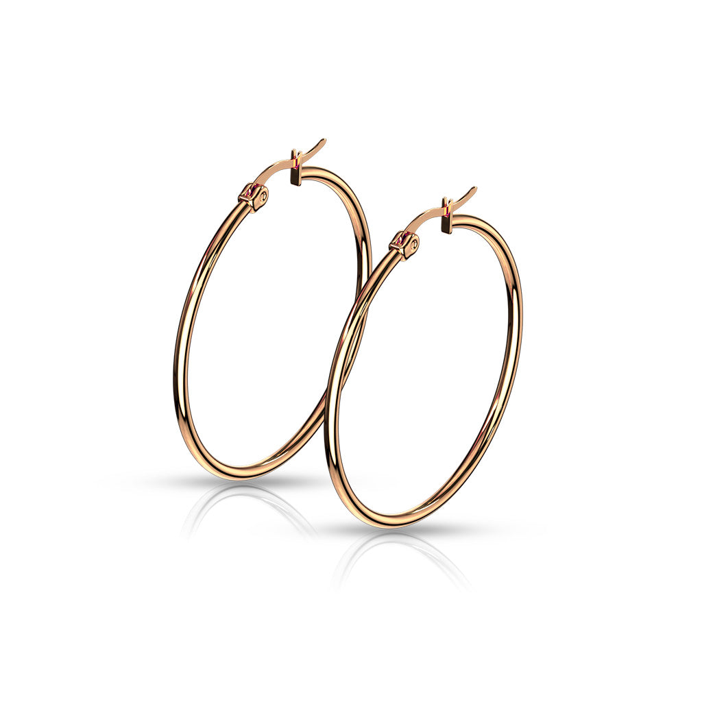 10mm 316L Surgical Stainless Steel Round Hoop Earrings – High Polish & Gold IP Finish - Pic&Mix The Body Jewellery Shop