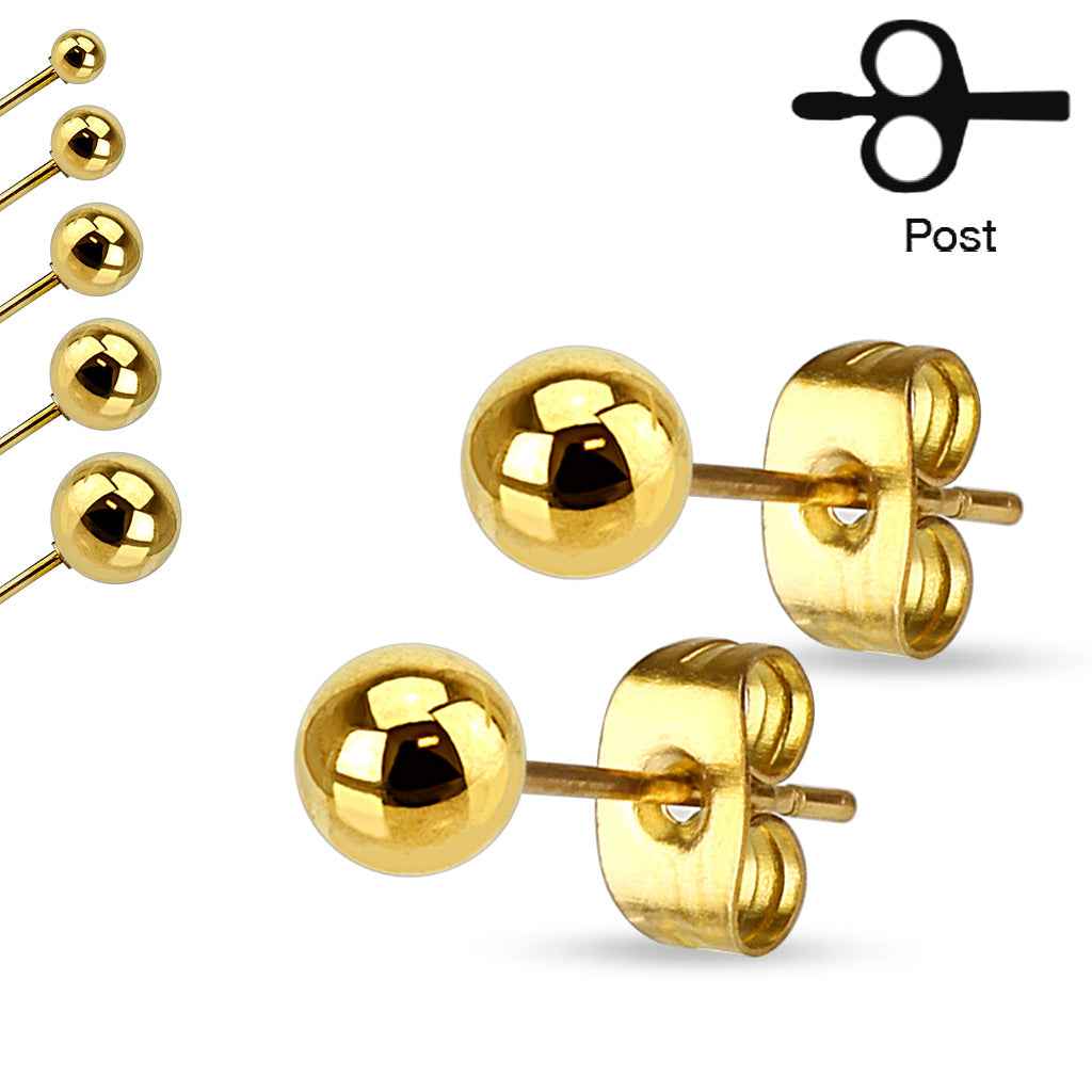 Classic Ball Stud Earrings – Rose Gold, Gold & Black Finish