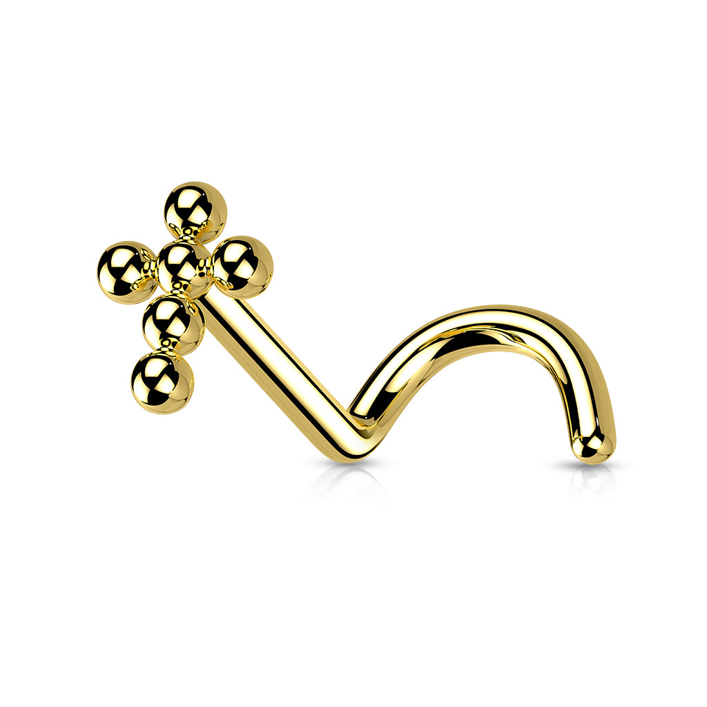 Cross Implant Grade Titanium Beaded Nose Screw Stud - Pic&Mix The Body Jewellery Shop