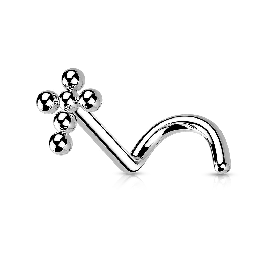Cross Implant Grade Titanium Beaded Nose Screw Stud - Pic&Mix The Body Jewellery Shop