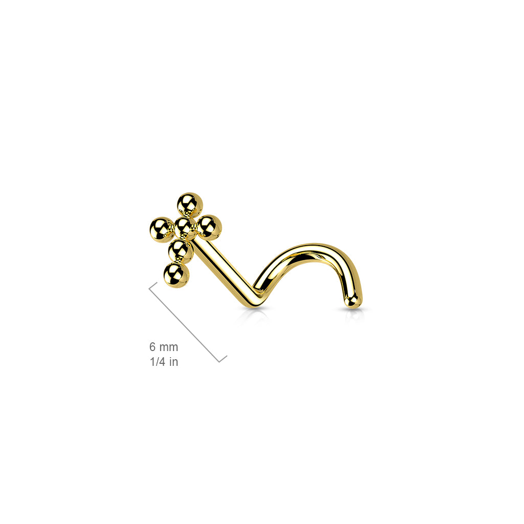 Cross Implant Grade Titanium Beaded Nose Screw Stud - Pic&Mix The Body Jewellery Shop