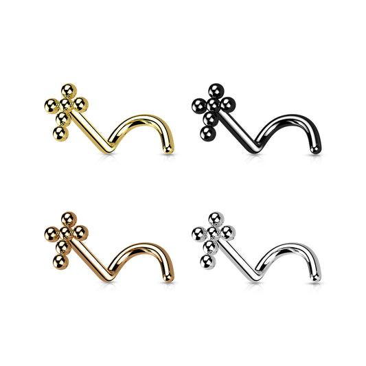 Cross Implant Grade Titanium Beaded Nose Screw Stud - Pic&Mix The Body Jewellery Shop