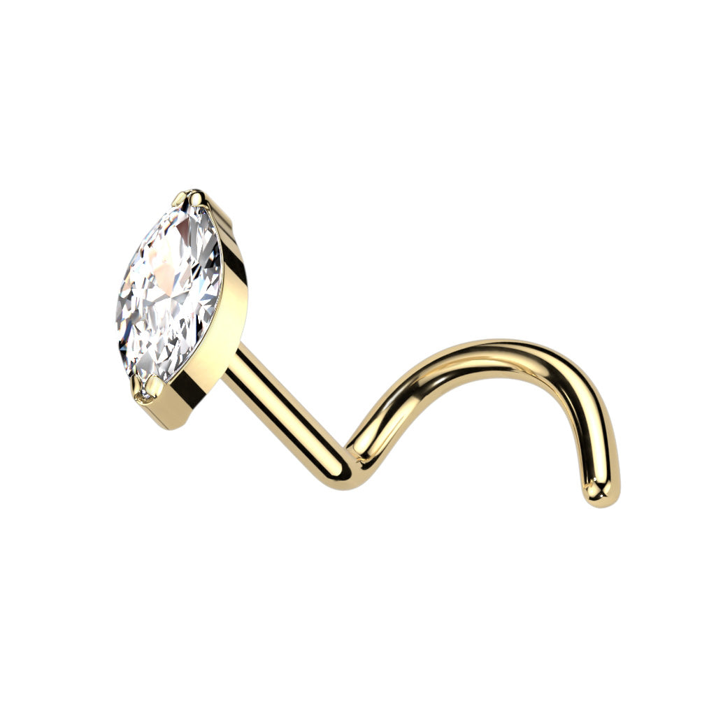 Implant Grade Titanium Nose Screw With Marquise CZ - Pic&Mix The Body Jewellery Shop