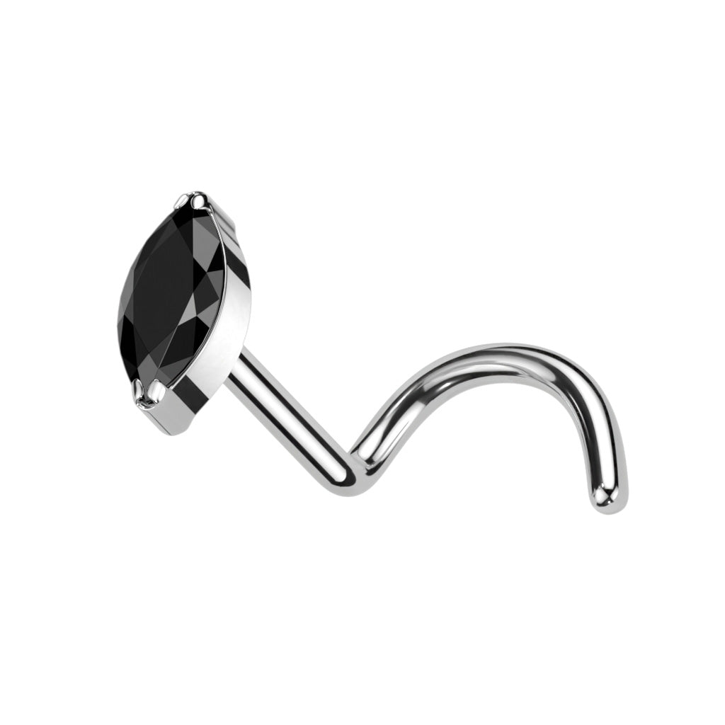 Implant Grade Titanium Nose Screw With Marquise CZ - Pic&Mix The Body Jewellery Shop