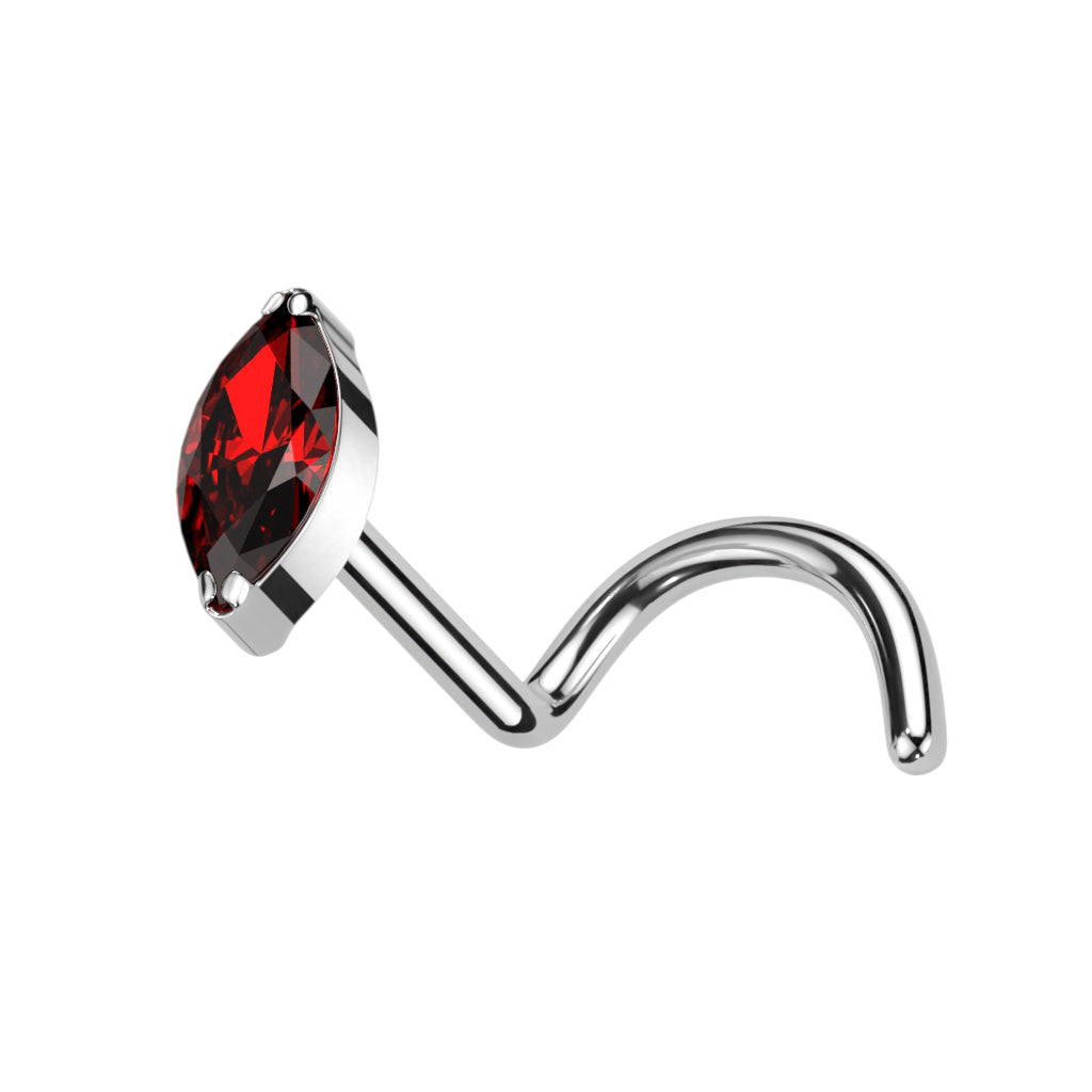 Implant Grade Titanium Nose Screw With Marquise CZ - Pic&Mix The Body Jewellery Shop