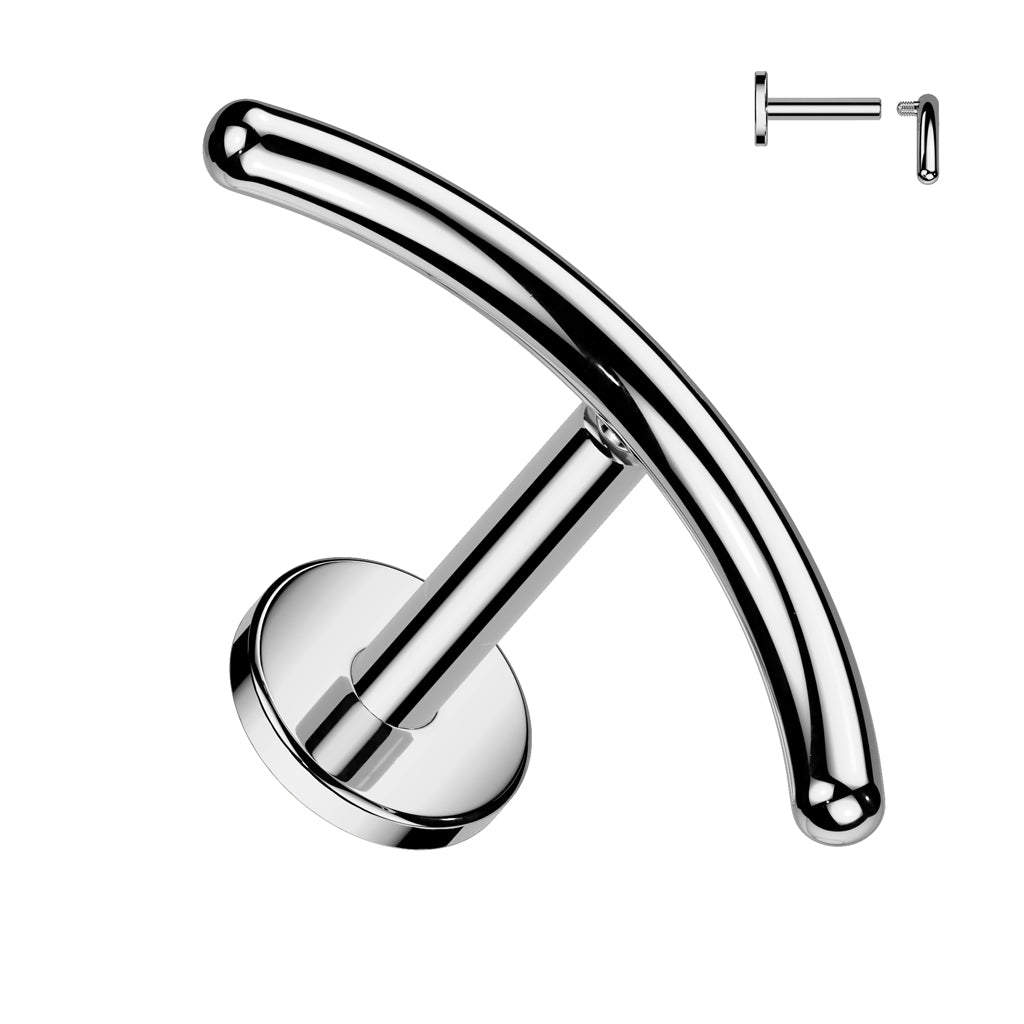 Curved Bar Top Implant Grade Titanium Internally Threaded Labret - Pic&Mix The Body Jewellery Shop
