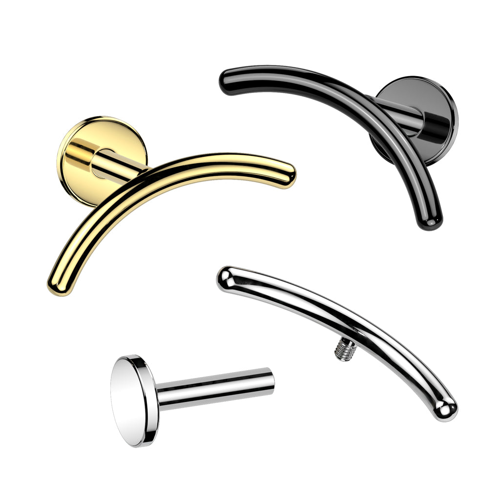 Curved Bar Top Implant Grade Titanium Internally Threaded Labret - Pic&Mix The Body Jewellery Shop