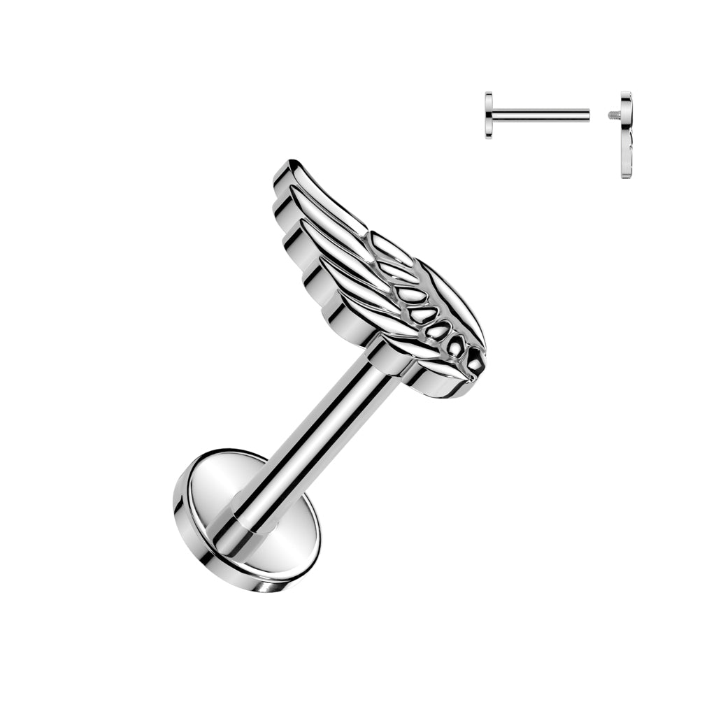 Implant Grade Titanium Internally Threaded Labret with Angel Wing Top - Pic&Mix The Body Jewellery Shop