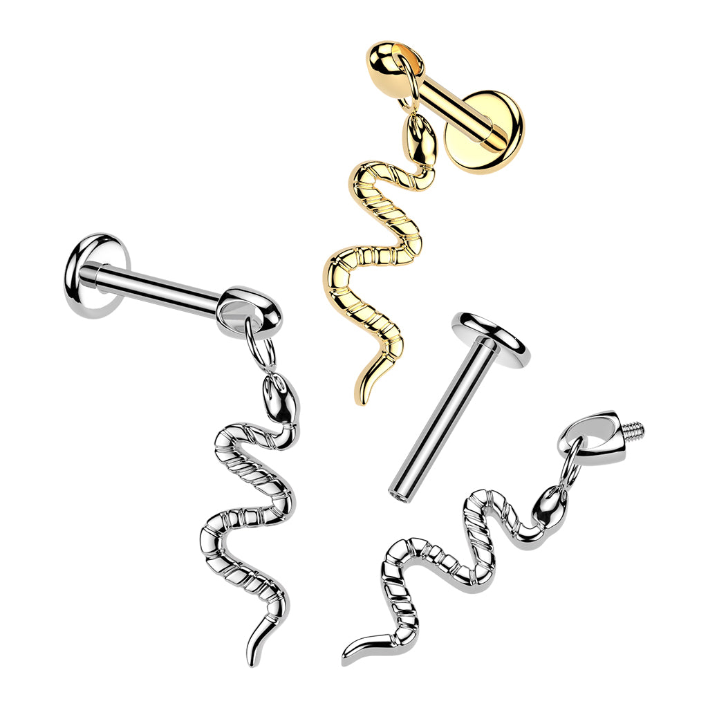 Hidden Helix Labret With Snake Dangle - Pic&Mix The Body Jewellery Shop