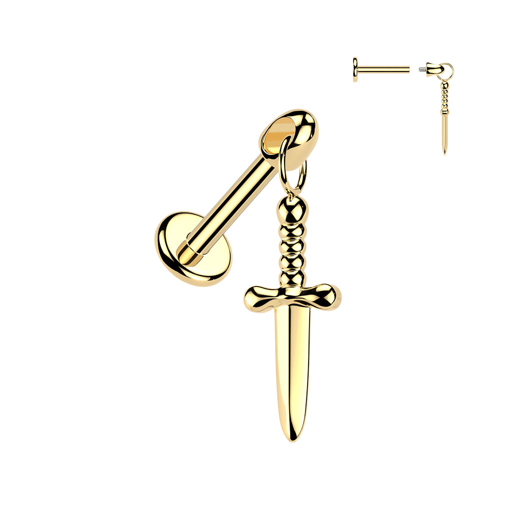 Hidden Helix Labret With Dagger Dangle - Pic&Mix The Body Jewellery Shop