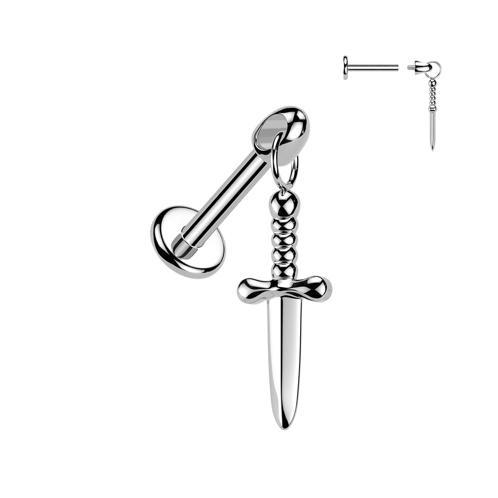 Hidden Helix Labret With Dagger Dangle - Pic&Mix The Body Jewellery Shop