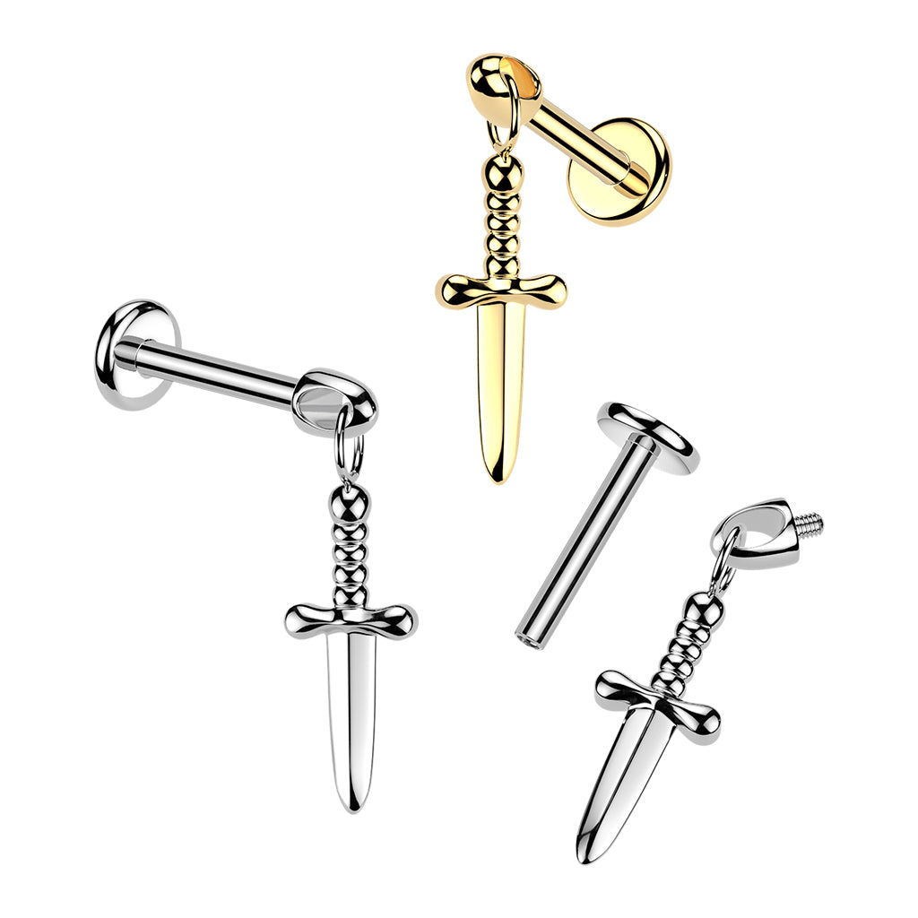 Hidden Helix Labret With Dagger Dangle - Pic&Mix The Body Jewellery Shop