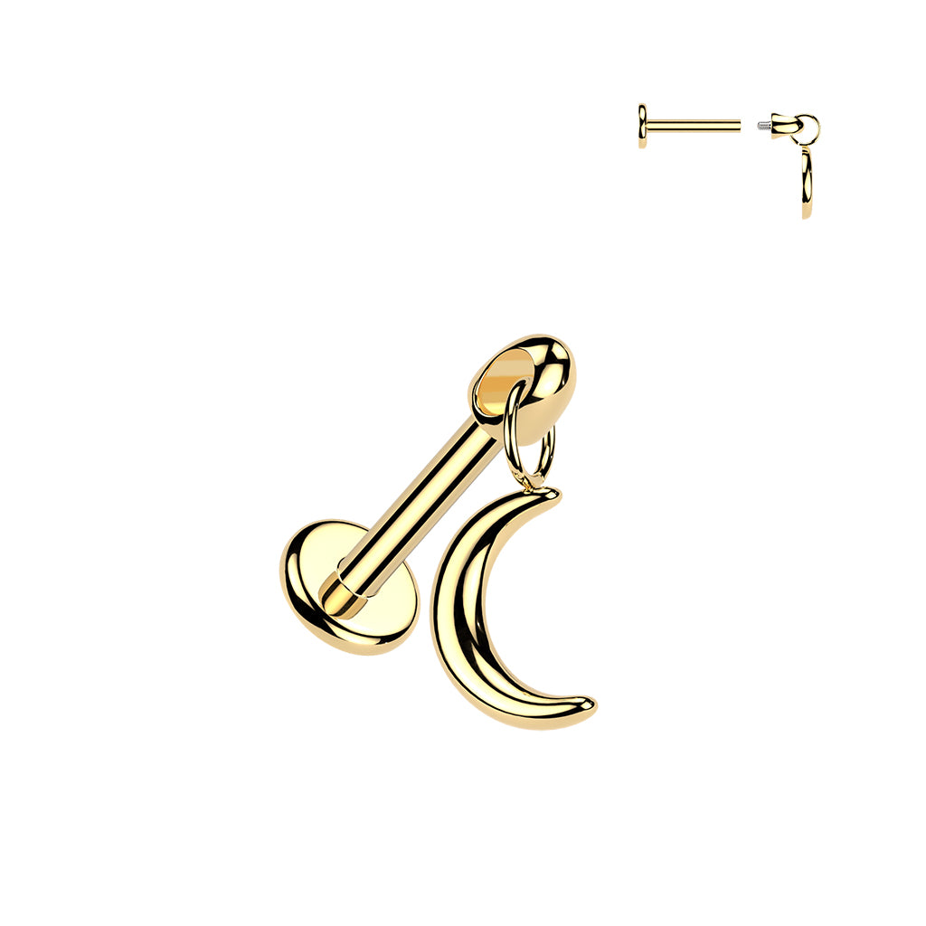 Hidden Helix Labret With Moon Dangle 1.2x6mm - Pic&Mix The Body Jewellery Shop