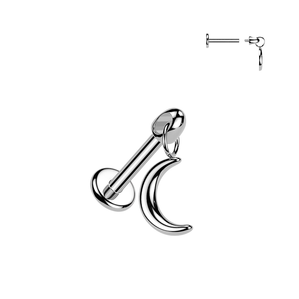 Hidden Helix Labret With Moon Dangle 1.2x6mm - Pic&Mix The Body Jewellery Shop