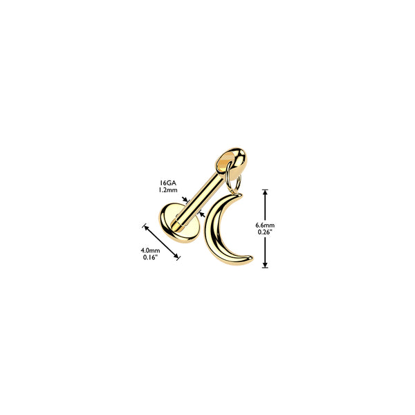Hidden Helix Labret With Moon Dangle 1.2x6mm