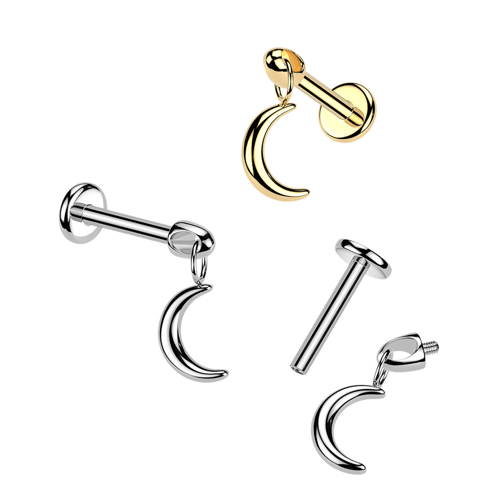 Hidden Helix Labret With Moon Dangle 1.2x6mm - Pic&Mix The Body Jewellery Shop