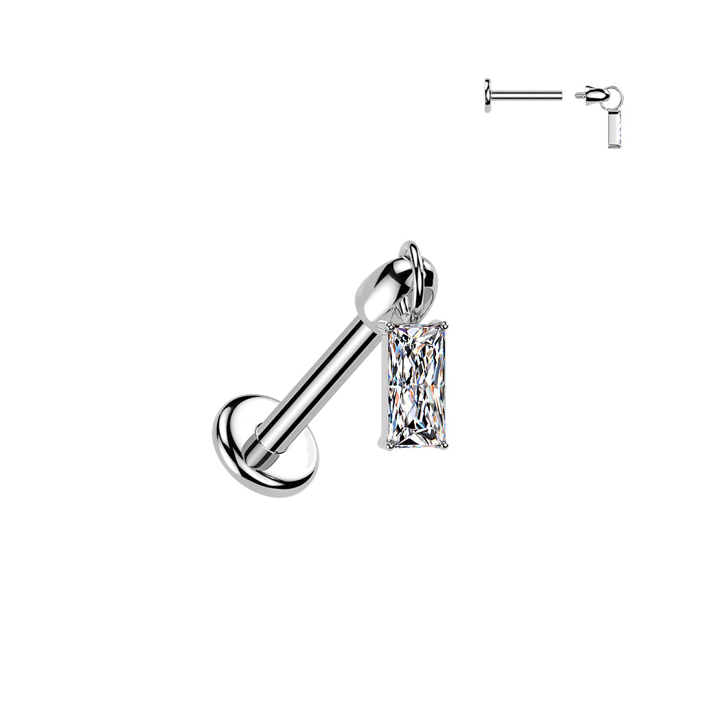 Hidden Helix Labret With CZ Baguette Dangle 1.2x6mm - Pic&Mix The Body Jewellery Shop
