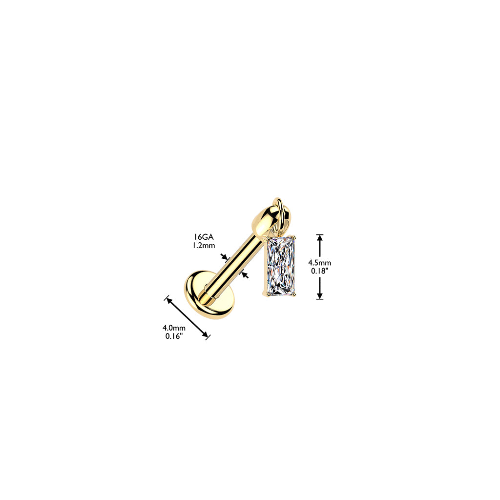 Hidden Helix Labret With CZ Baguette Dangle 1.2x6mm - Pic&Mix The Body Jewellery Shop