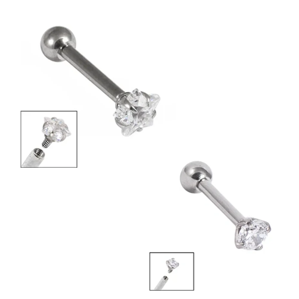 Initial Piercing - Titanium Claw set crystal micro barbells - Pic&Mix The Body Jewellery Shop